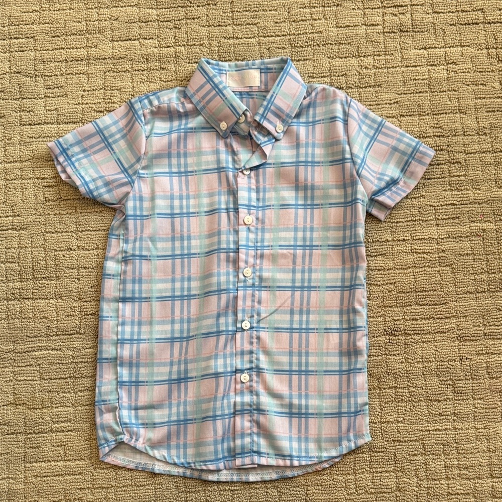 Celia & Lou Boys Plaid Button-Down Shirt Size 6 – Excellent Condition